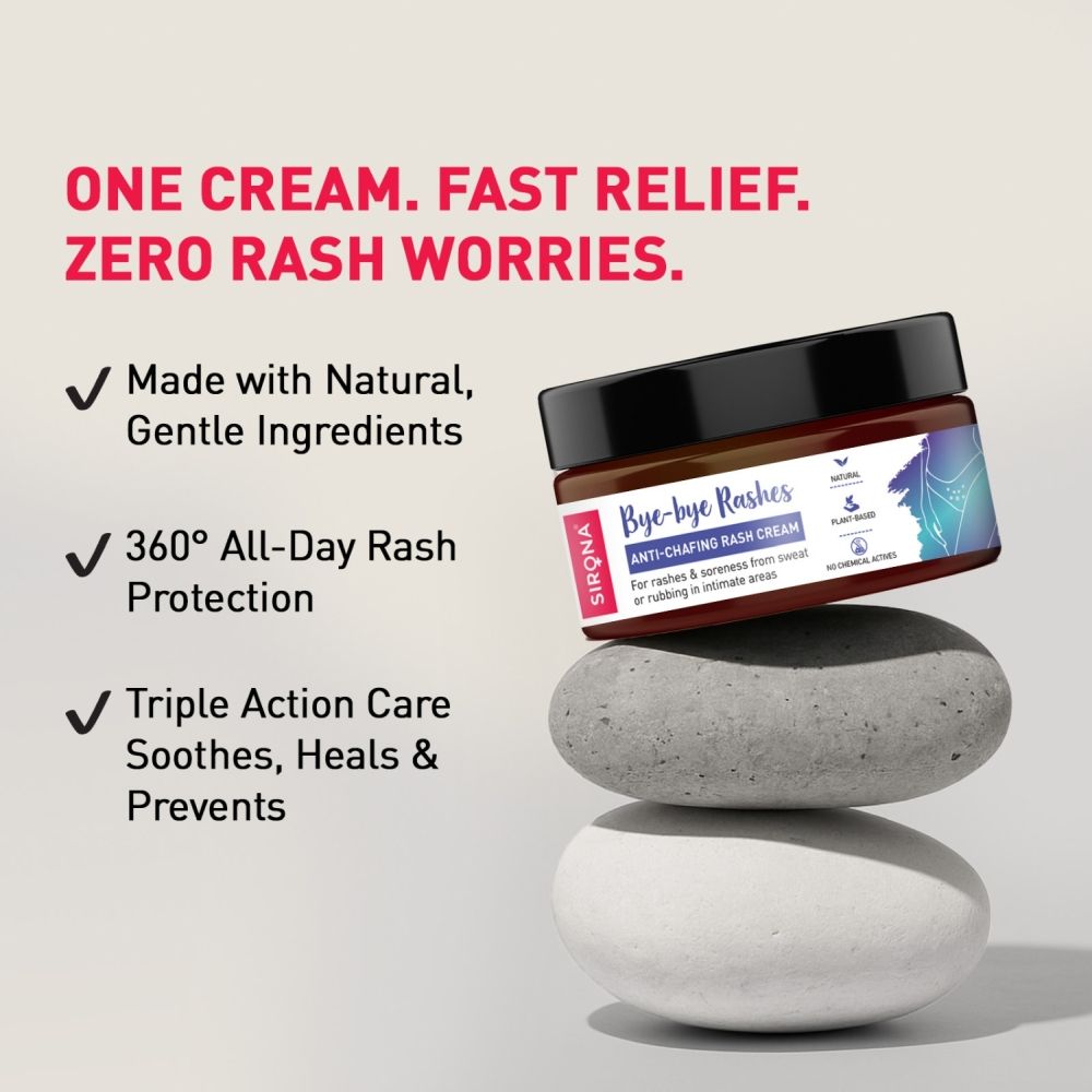 Sirona Natural Anti-Chafing Rash Cream, Soothes Rashes, Redness & Soreness, Plant Based