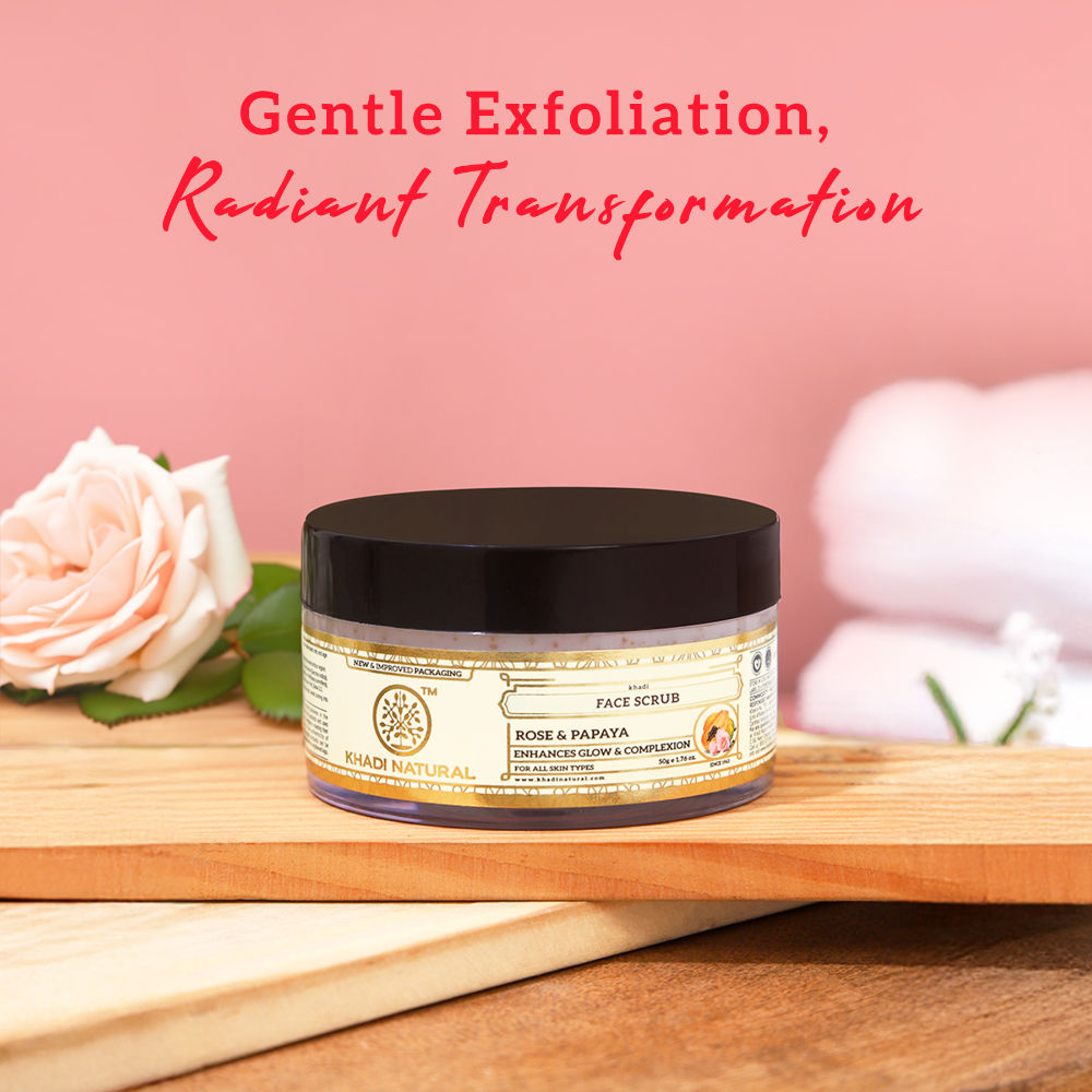 Khadi Natural Face Scrub with Rose & Papaya for That Everyday Glow