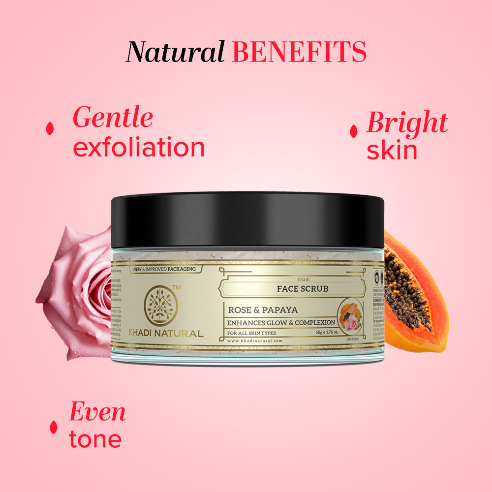 Khadi Natural Face Scrub with Rose & Papaya for That Everyday Glow