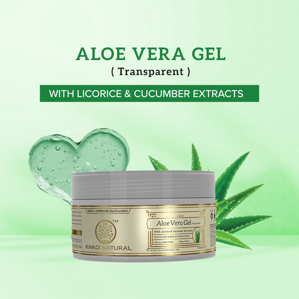 Khadi Natural Transparent Aloe Vera Gel for Acne, Sunburn and Skin Hydration