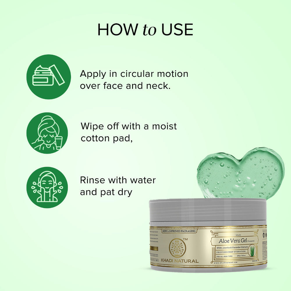Khadi Natural Transparent Aloe Vera Gel for Acne, Sunburn and Skin Hydration