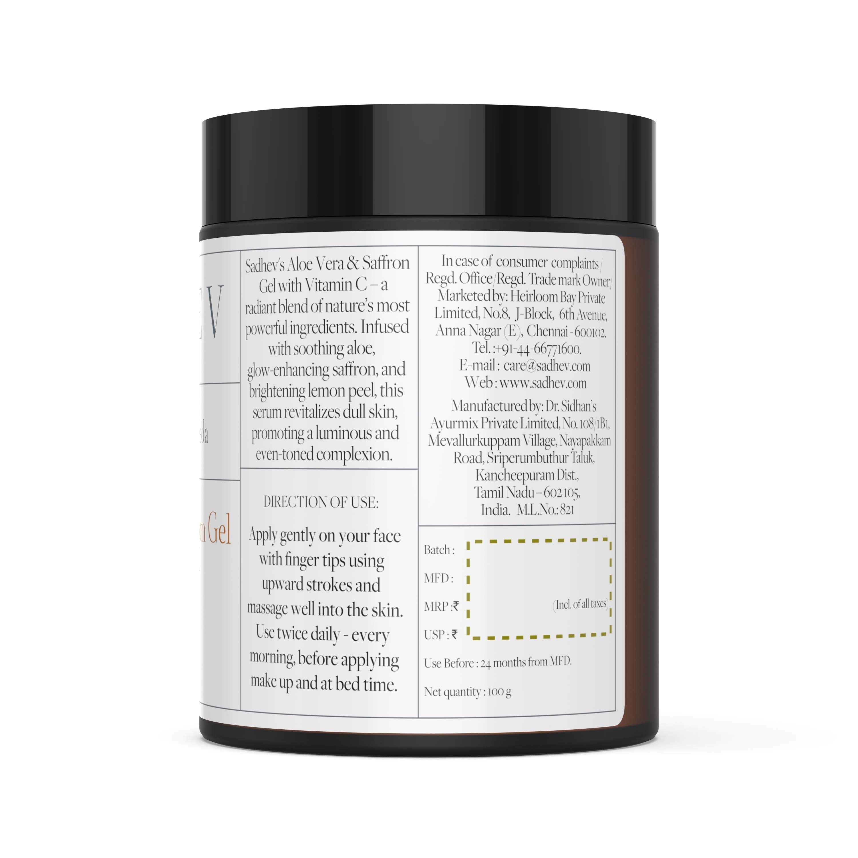 SADHEV Aloe Vera & Saffron Gel With Vitamin C