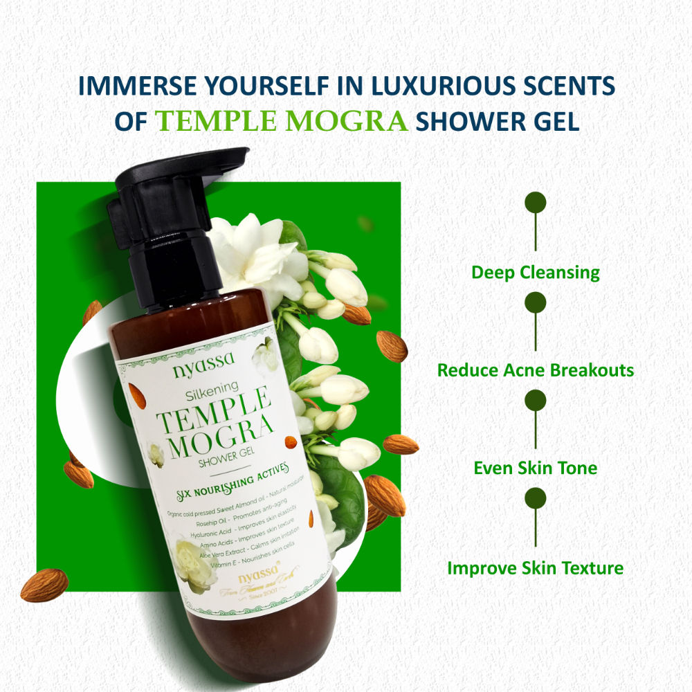 Nyassa Silky And Relaxing Temple Mogra Shower Gel With 6 Nourishing Actives