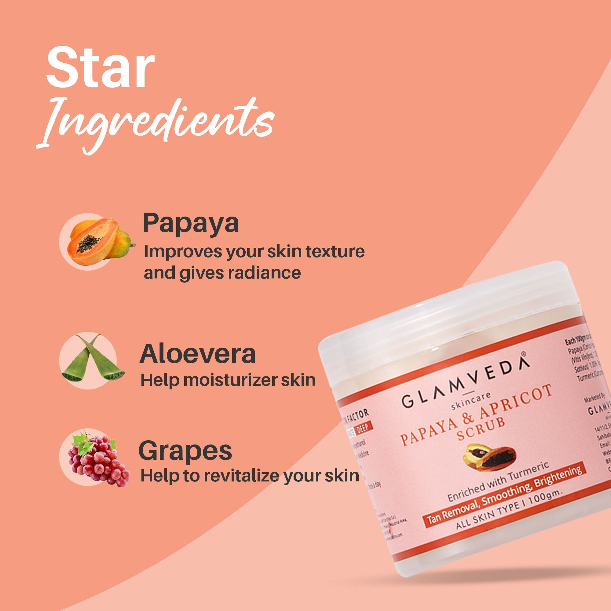 Glamveda Papaya & Apricot Tan Removal Scrub