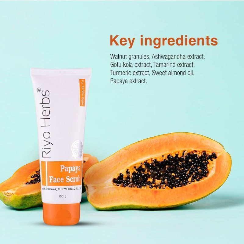 Riyo Herbs Papaya Face Scrub Removes Dead Cells, Dirt & Excess Oil
