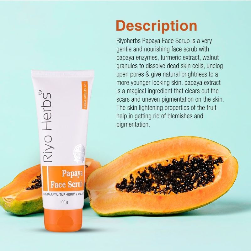 Riyo Herbs Papaya Face Scrub Removes Dead Cells, Dirt & Excess Oil