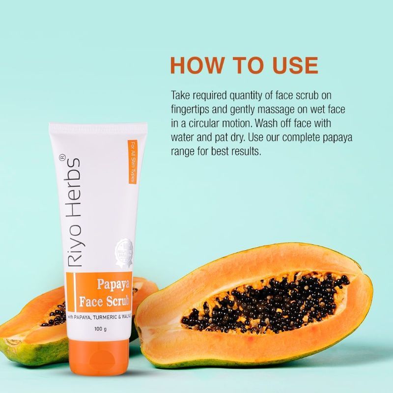 Riyo Herbs Papaya Face Scrub Removes Dead Cells, Dirt & Excess Oil
