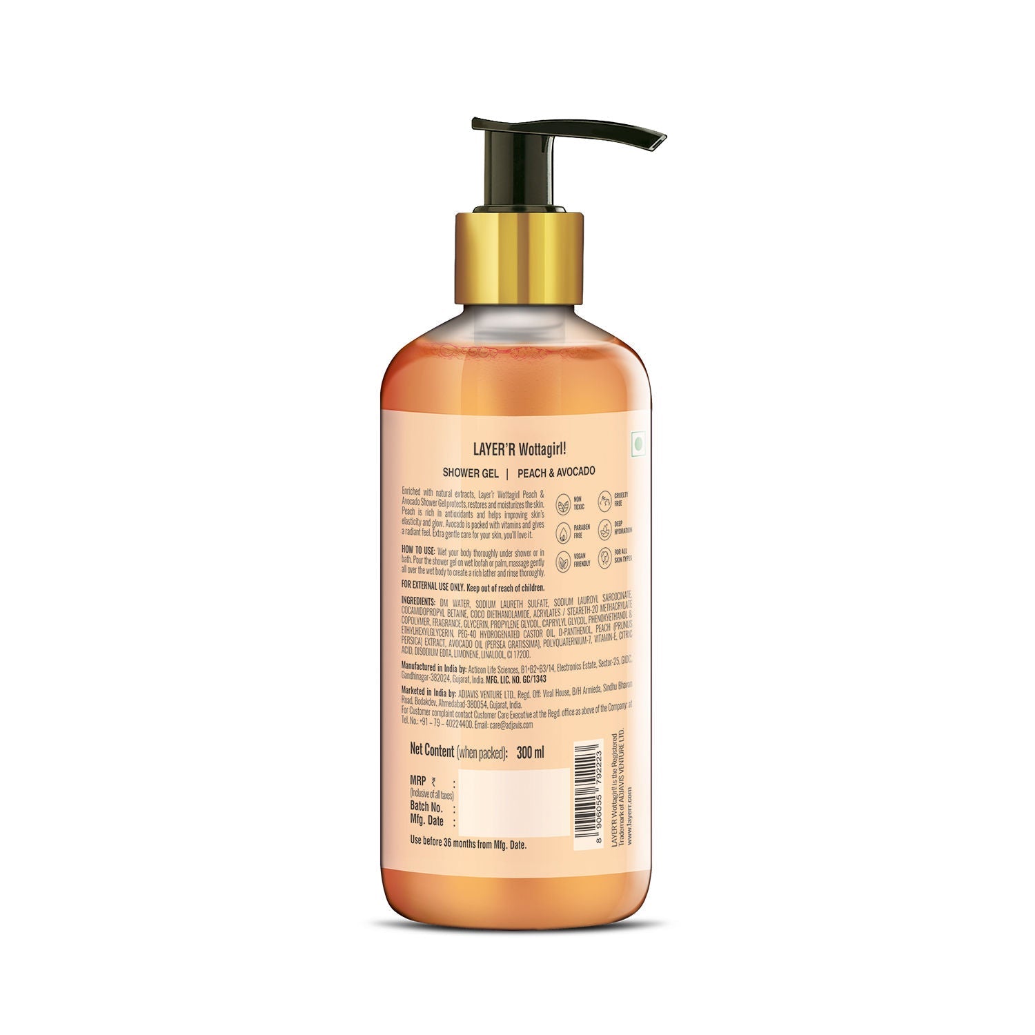 Layer'r Wottagirl Peach & Avocado Shower Gel