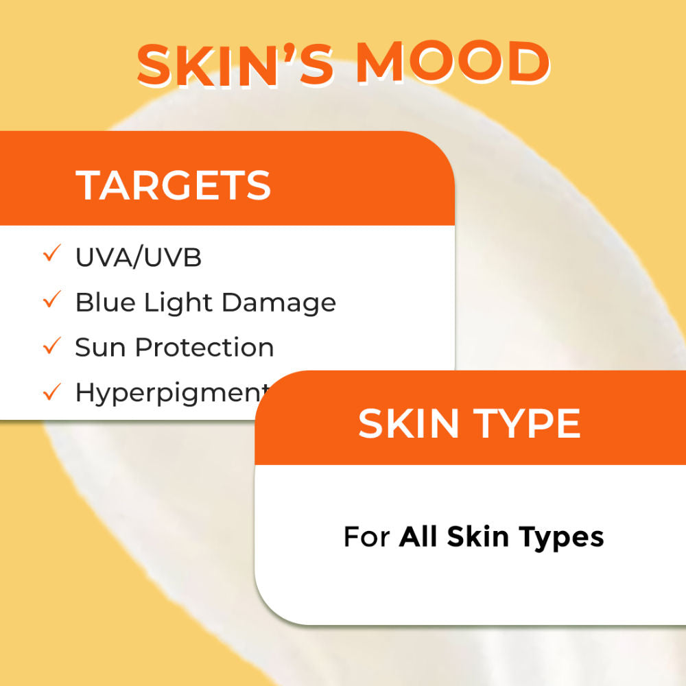 Moody Vitamin C Sunscreen With SPF 50 PA+++ For Dull Hyperpigmented Skin, Lightweight No Whitecast