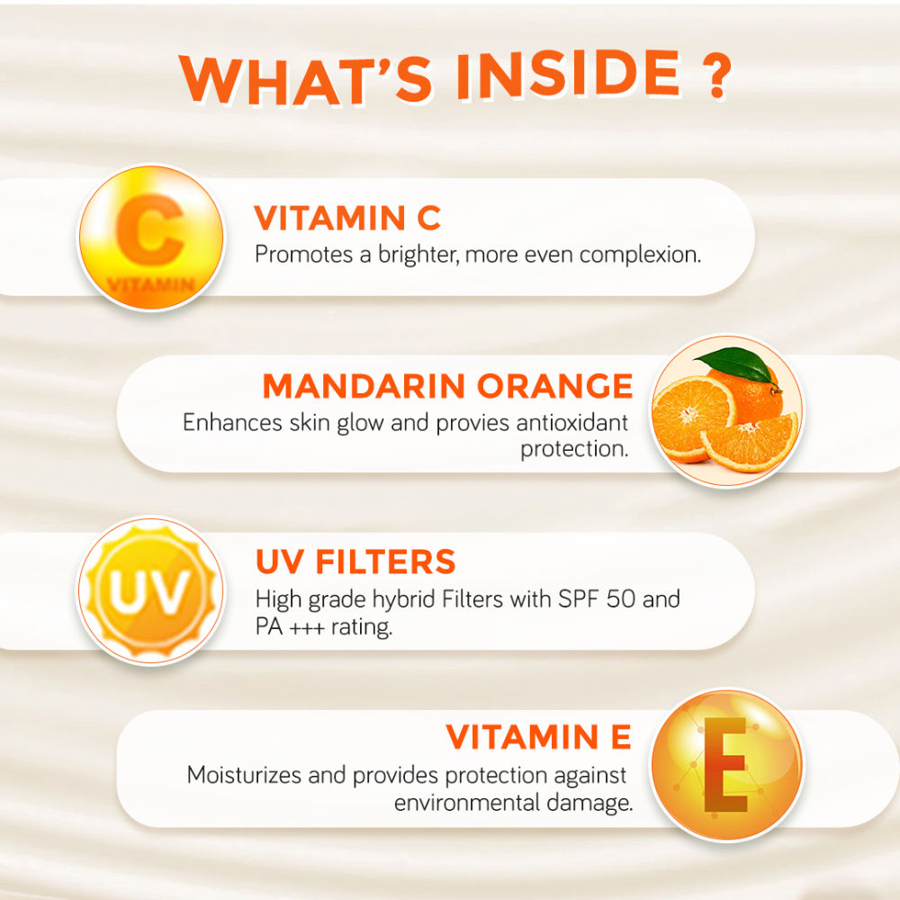 Moody Vitamin C Sunscreen With SPF 50 PA+++ For Dull Hyperpigmented Skin, Lightweight No Whitecast