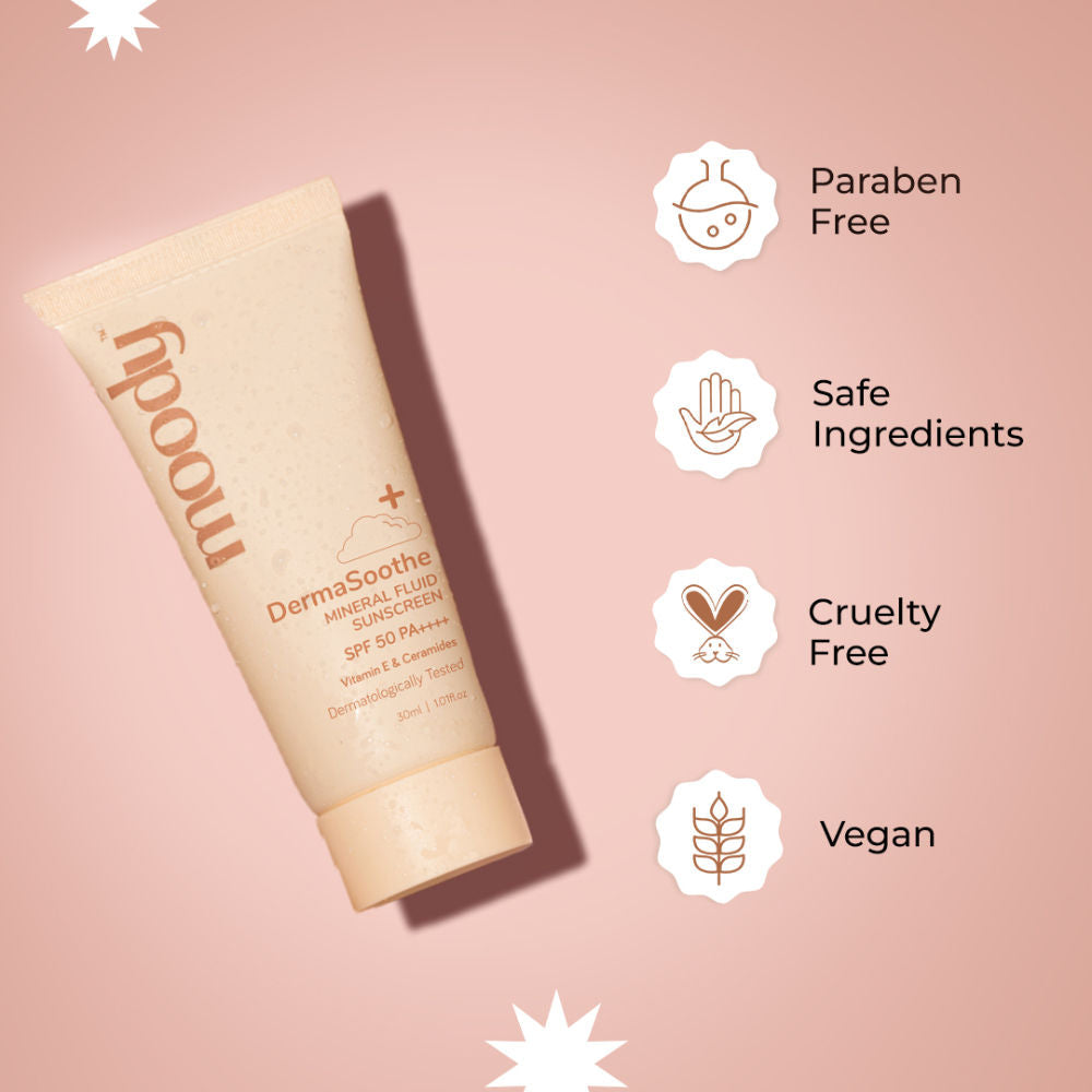 Moody Sensisoothe Mineral Sunscreen SPF 50 PA++++ With Rice Water & Ceramides For Senstive Skin
