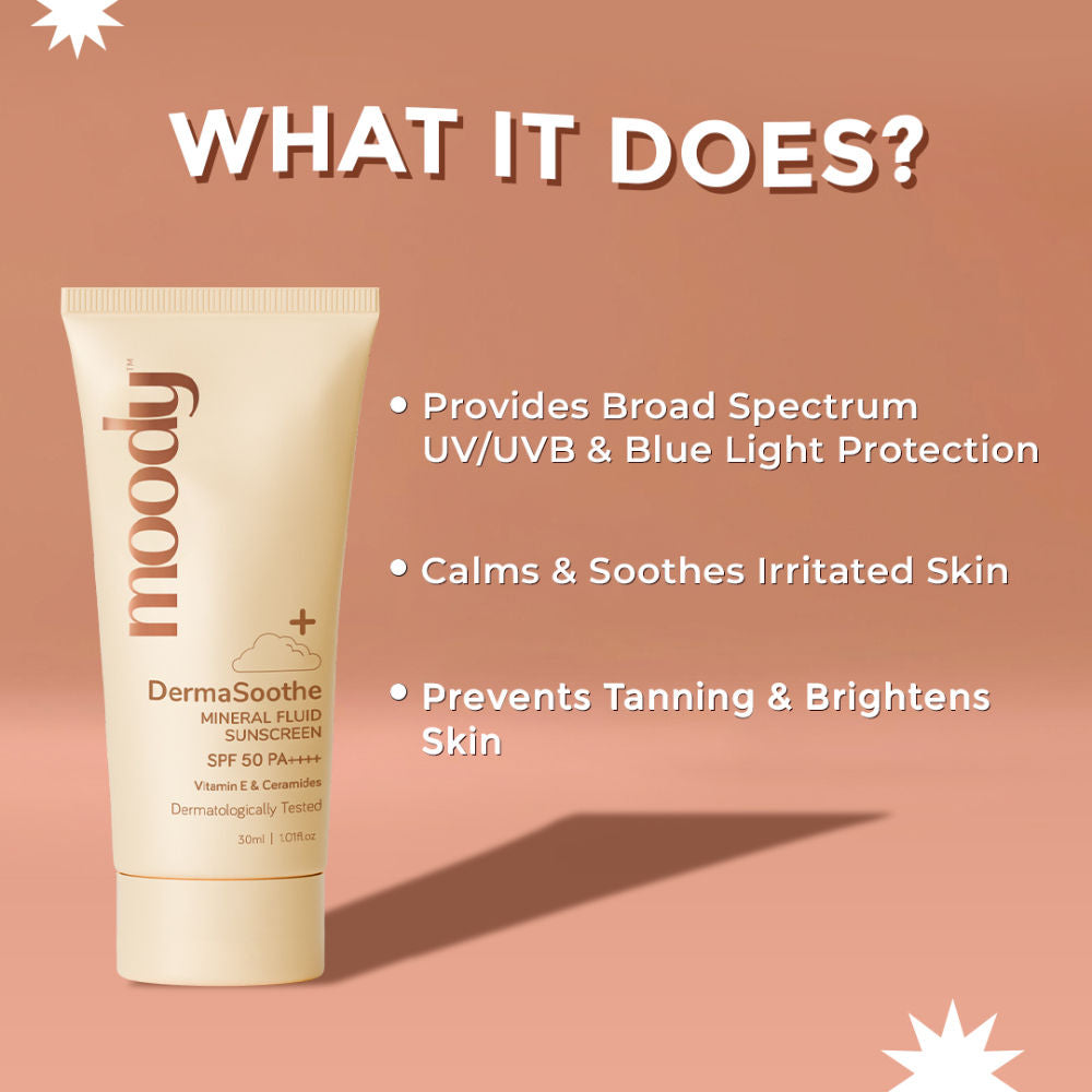 Moody Sensisoothe Mineral Sunscreen SPF 50 PA++++ With Rice Water & Ceramides For Senstive Skin