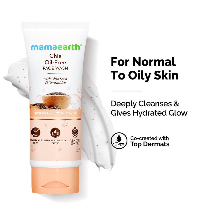 Mamaearth Chia Seed and Ceramides Oil-Free Face Wash for a Hydrated Glow