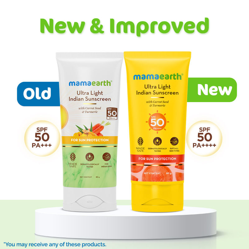 Mamaearth Ultra Light Indian Sunscreen SPF 50 PA++++ With Turmeric & Carrot S... - In-Vivo tested