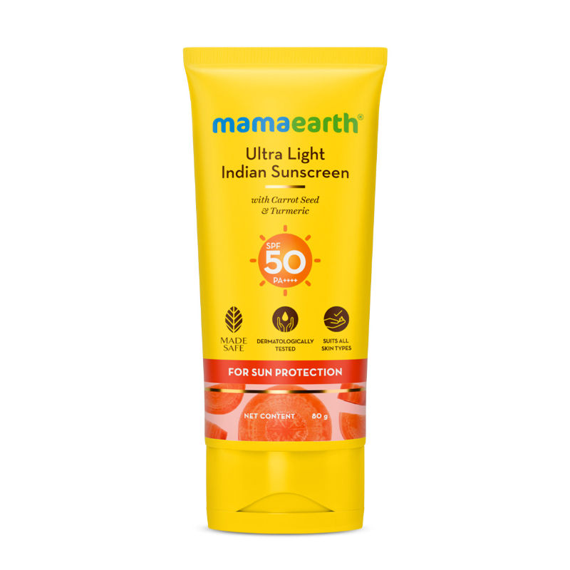 Mamaearth Ultra Light Indian Sunscreen SPF 50 PA++++ With Turmeric & Carrot S... - In-Vivo tested