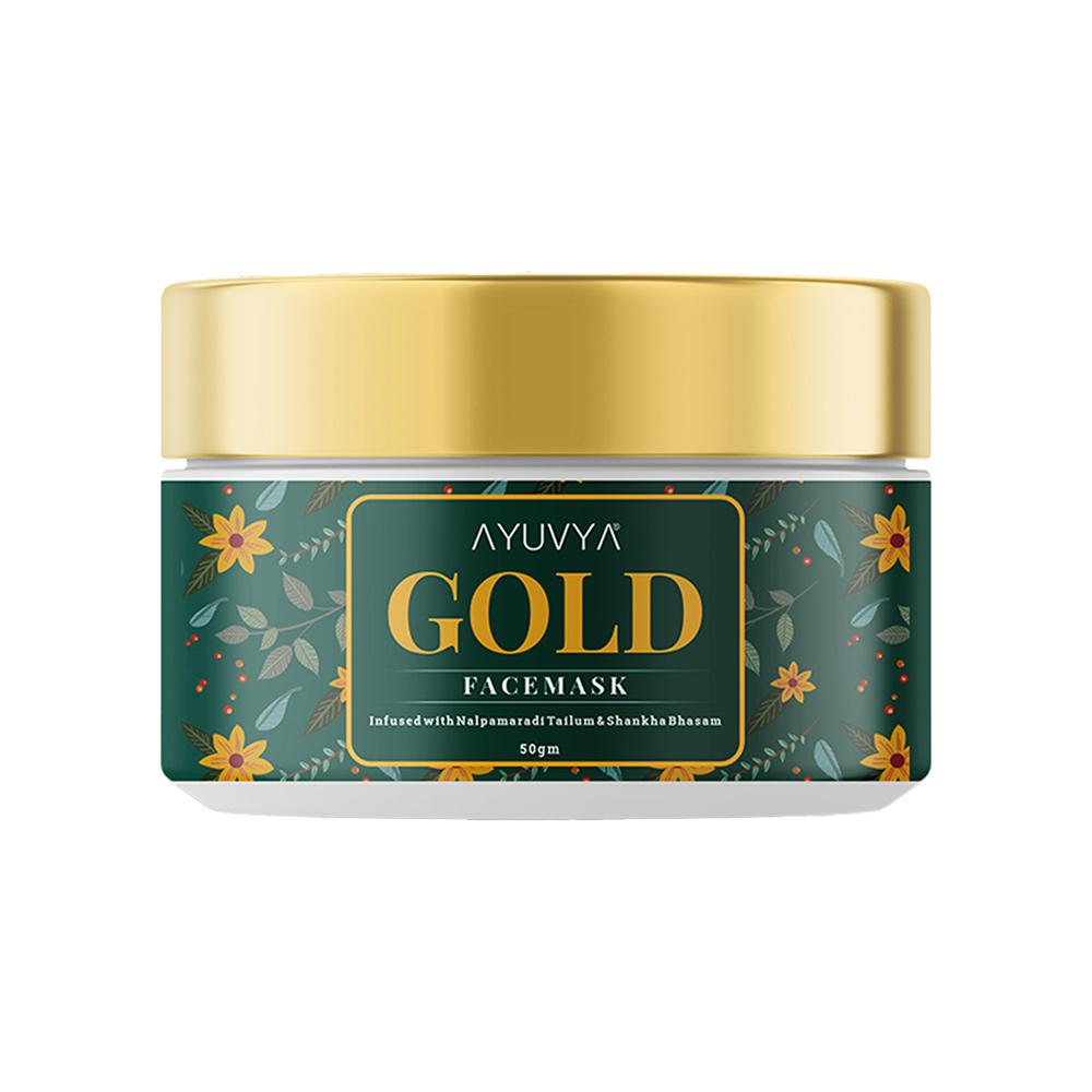 AYUVYA Gold Face Mask For Glowing Skin, Acne Reduction & Dead Skin Cell Removal For All Skin Type