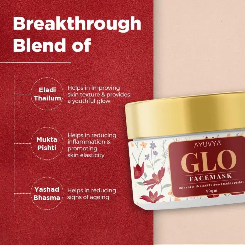 AYUVYA Glo Face Mask - Fades Pigmentation & Blemishes, Reduces Signs of Ageing Suits All Skin Types