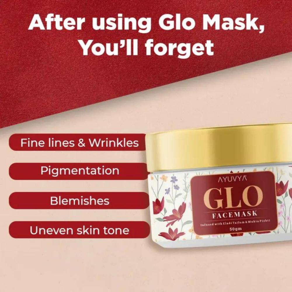 AYUVYA Glo Face Mask - Fades Pigmentation & Blemishes, Reduces Signs of Ageing Suits All Skin Types