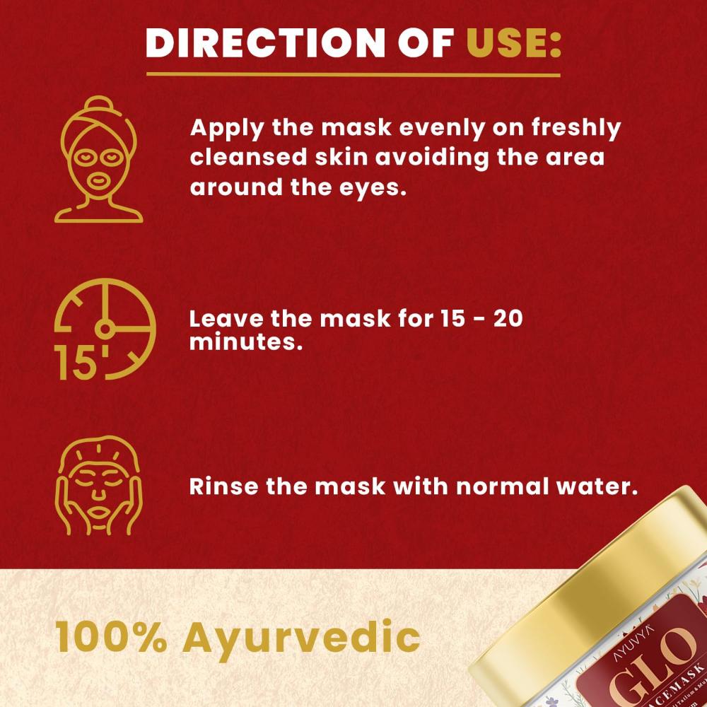 AYUVYA Glo Face Mask - Fades Pigmentation & Blemishes, Reduces Signs of Ageing Suits All Skin Types