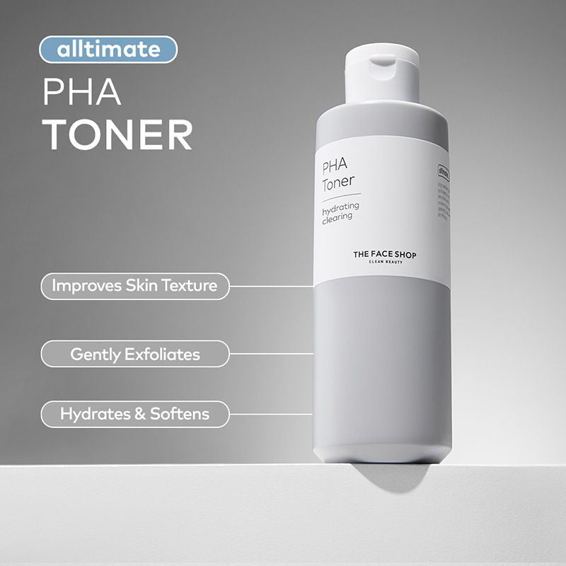 The Face Shop PHA Toner with Hyaluronic Acid – Liquid Exfoliant & Hydrates Skin to Improve Texture