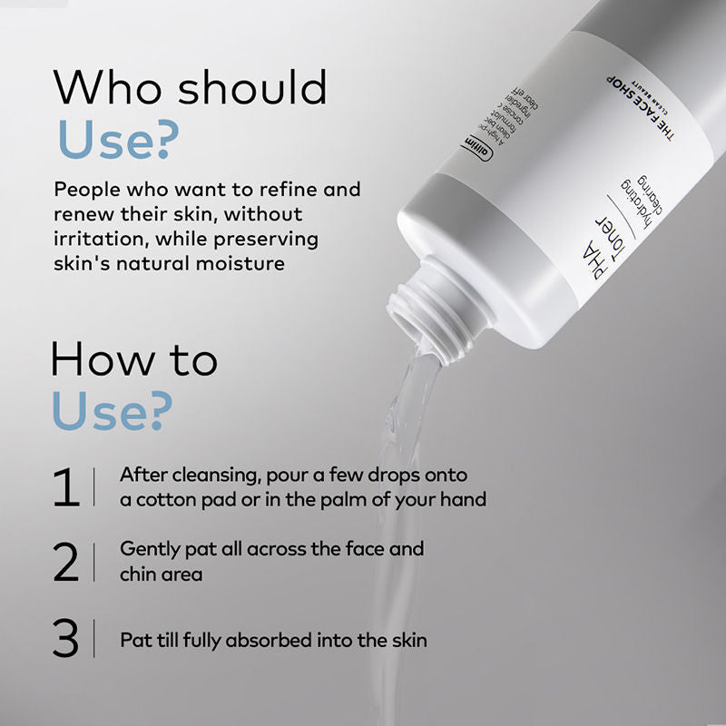 The Face Shop PHA Toner with Hyaluronic Acid – Liquid Exfoliant & Hydrates Skin to Improve Texture