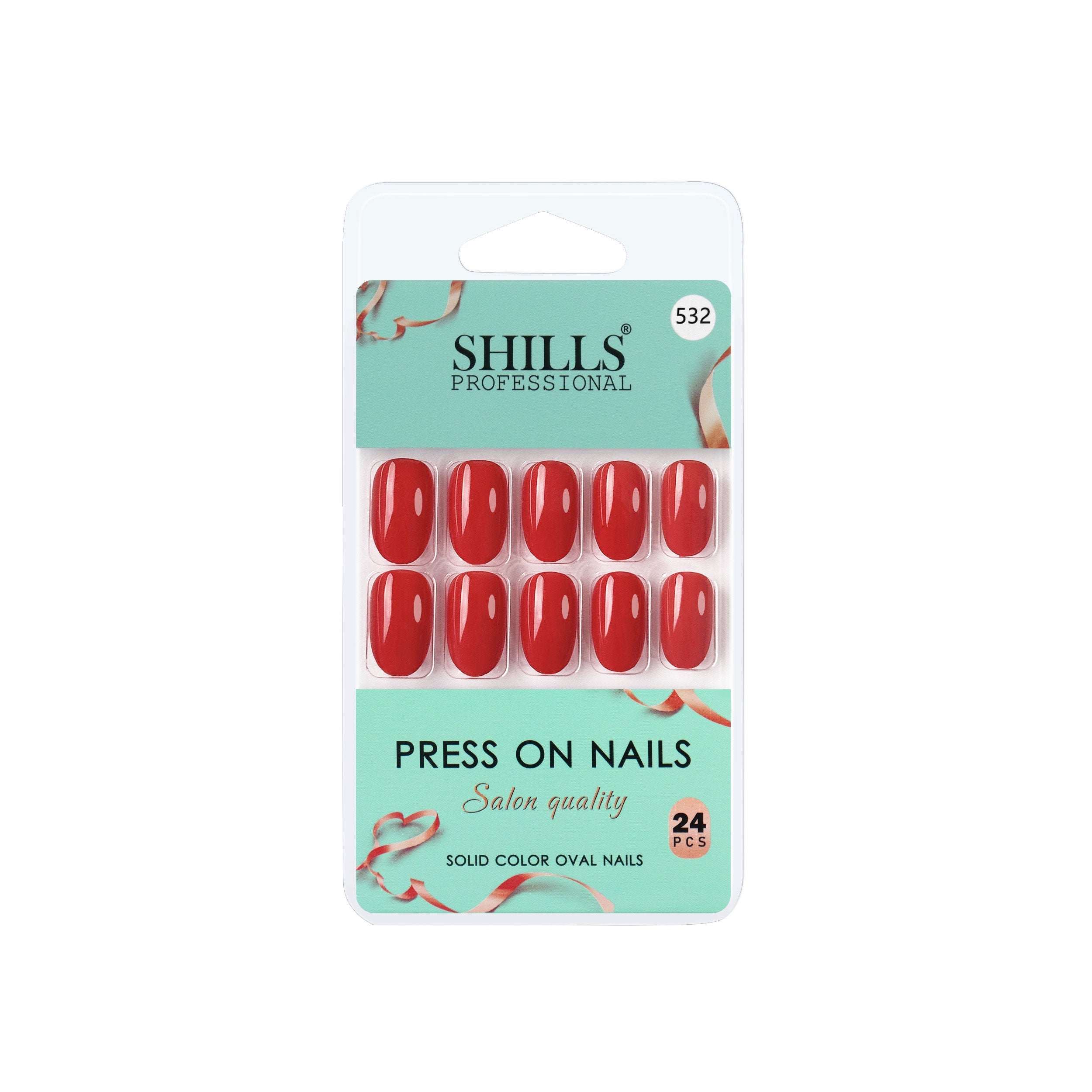 Shills Professional Reusable Oval Press On Nails - Red