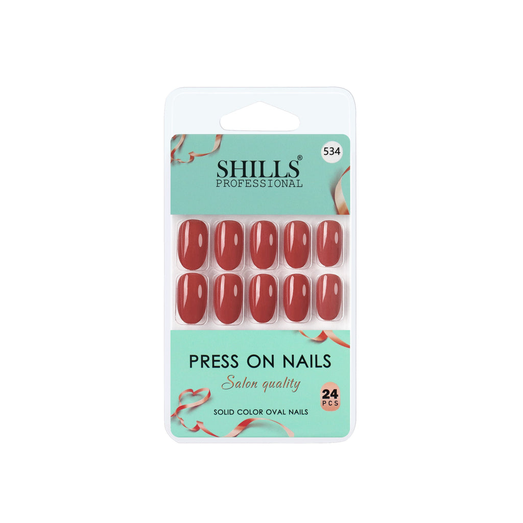 Shills Professional Reusable Oval Press On Nails - Maroon