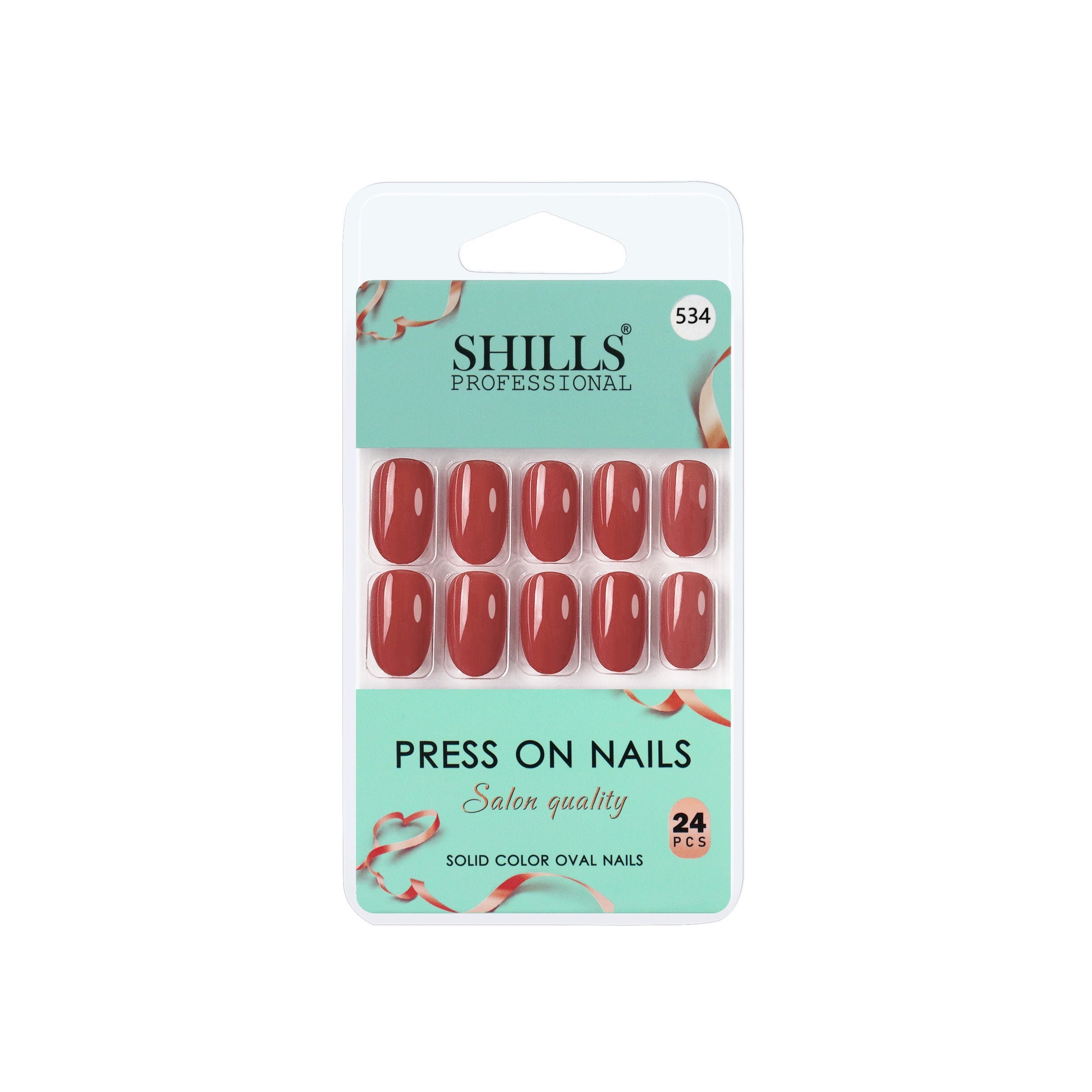 Shills Professional Reusable Oval Press On Nails - Maroon