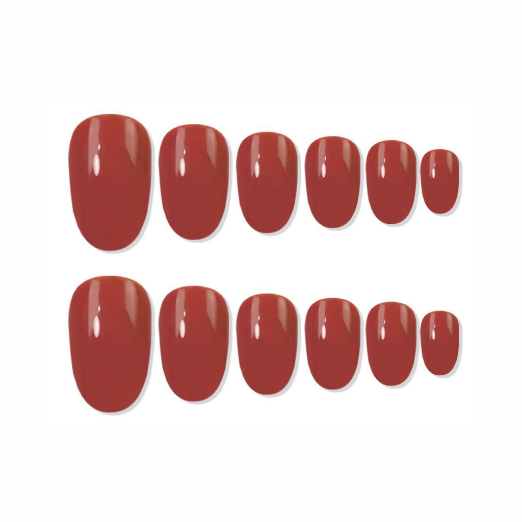 Shills Professional Reusable Oval Press On Nails - Maroon