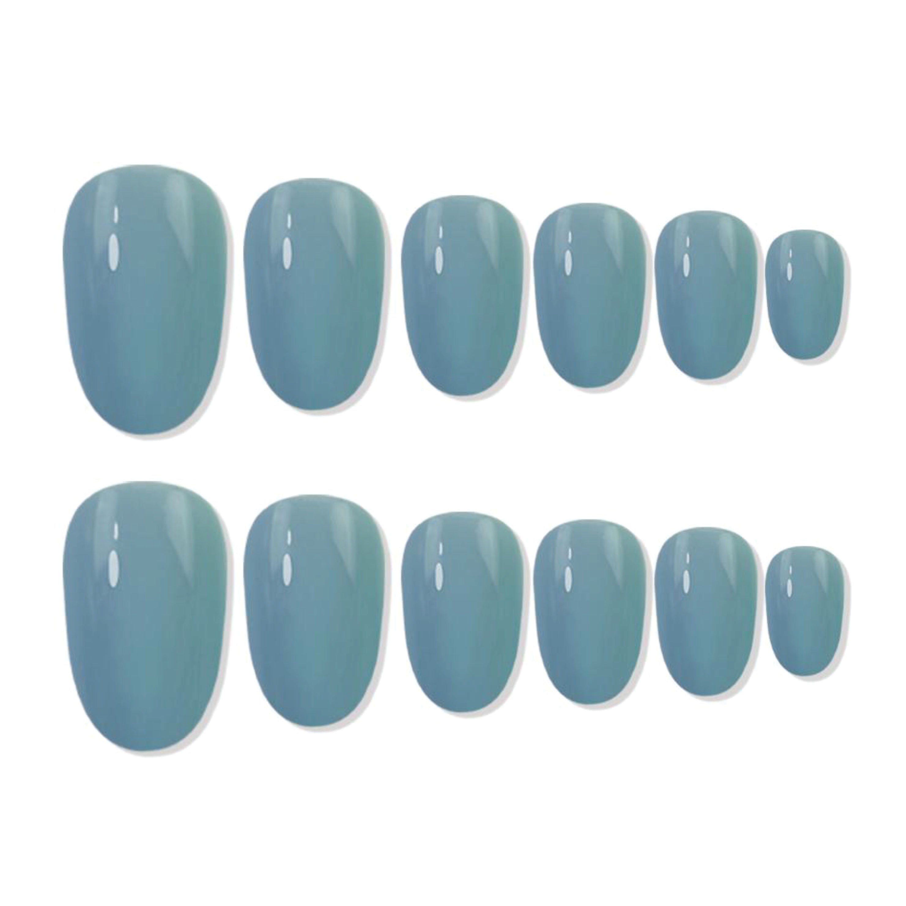 Shills Professional Reusable Oval Press On Nails - Blue