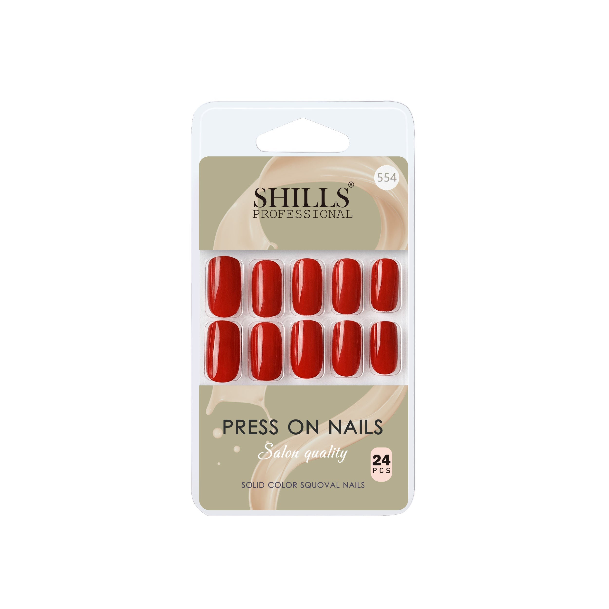 Shills Professional Reusable Square Press On Nails - Red