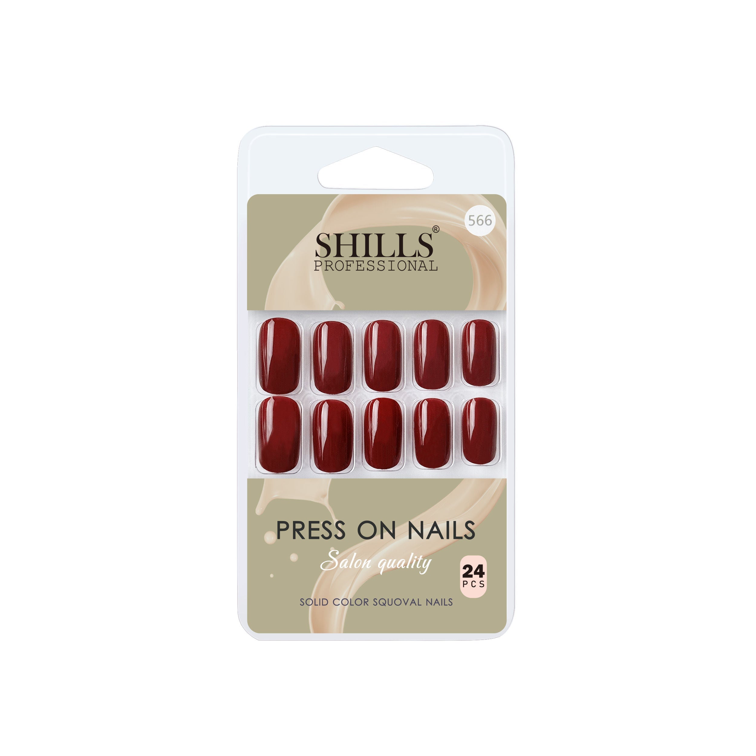 Shills Professional Reusable Square Press On Nails - Maroon
