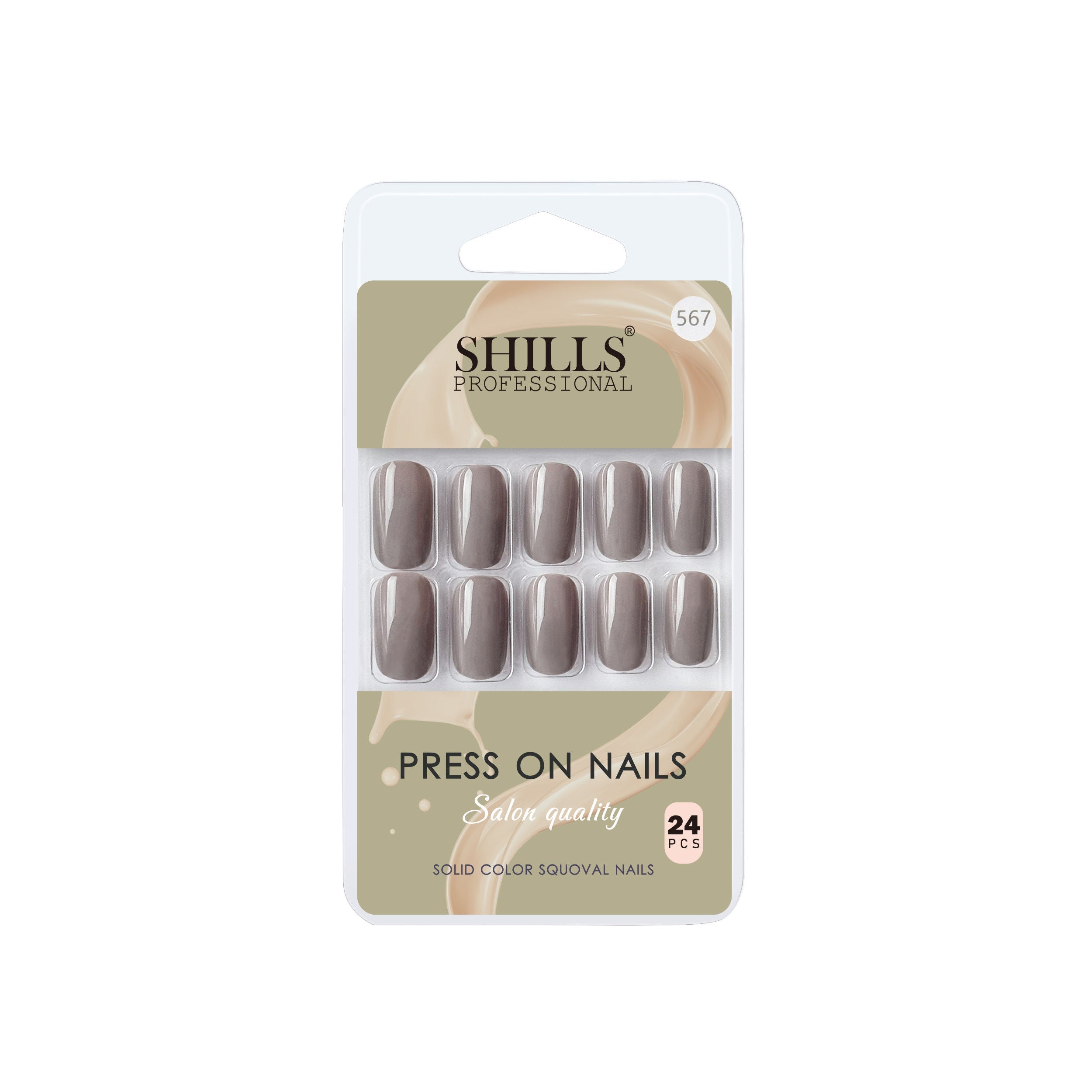 Shills Professional Reusable Square Press On Nails - Nude