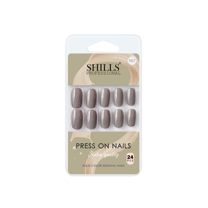 Shills Professional Reusable Square Press On Nails - Nude