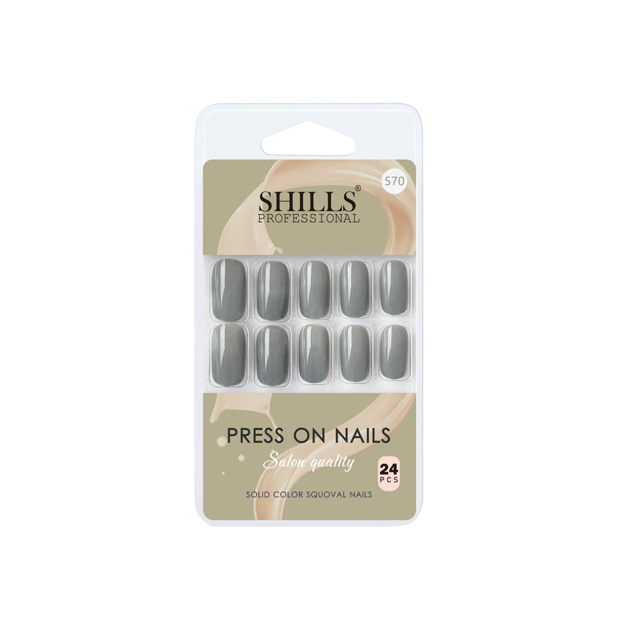 Shills Professional Reusable Square Press On Nails - Grey