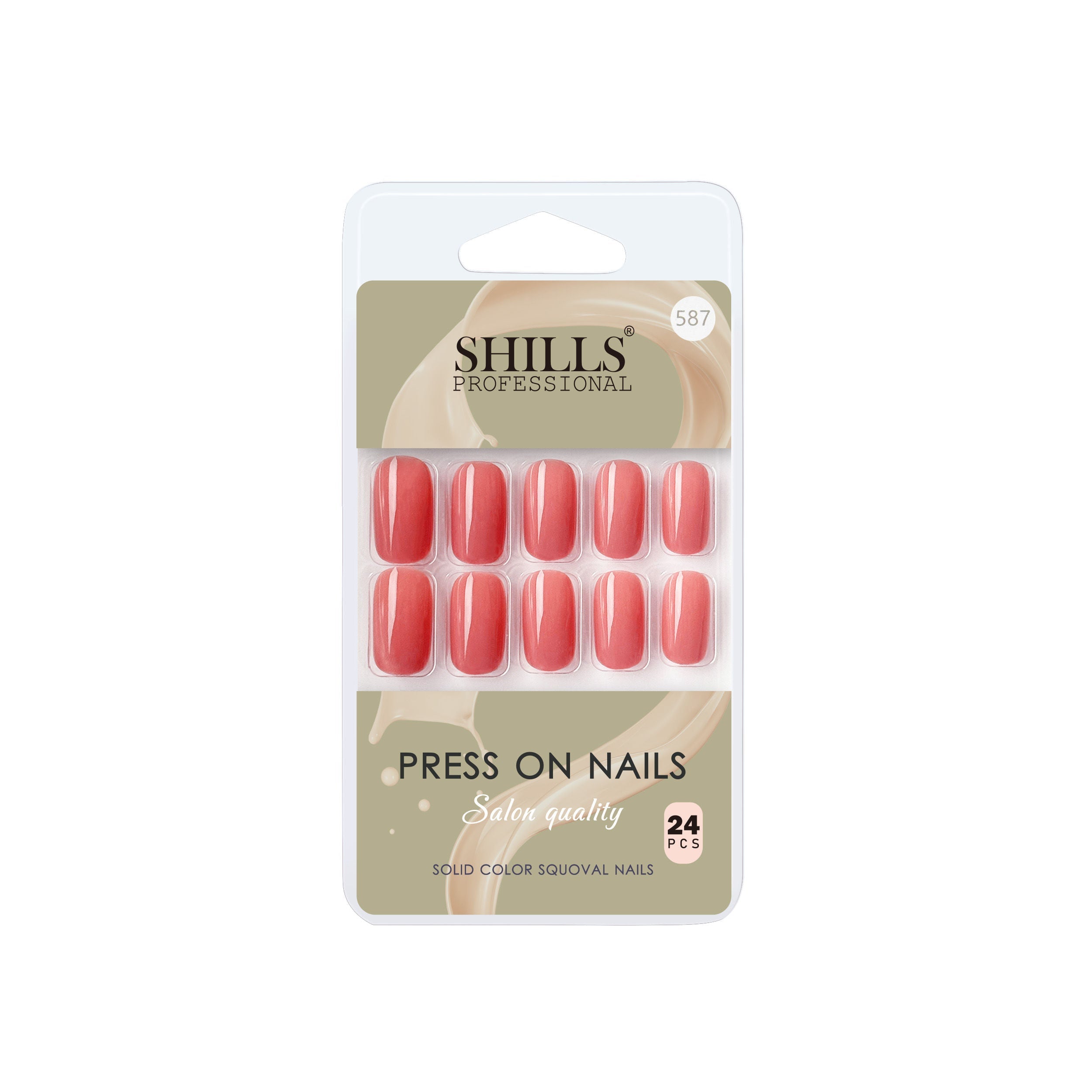 Shills Professional Reusable Square Press On Nails - Peach
