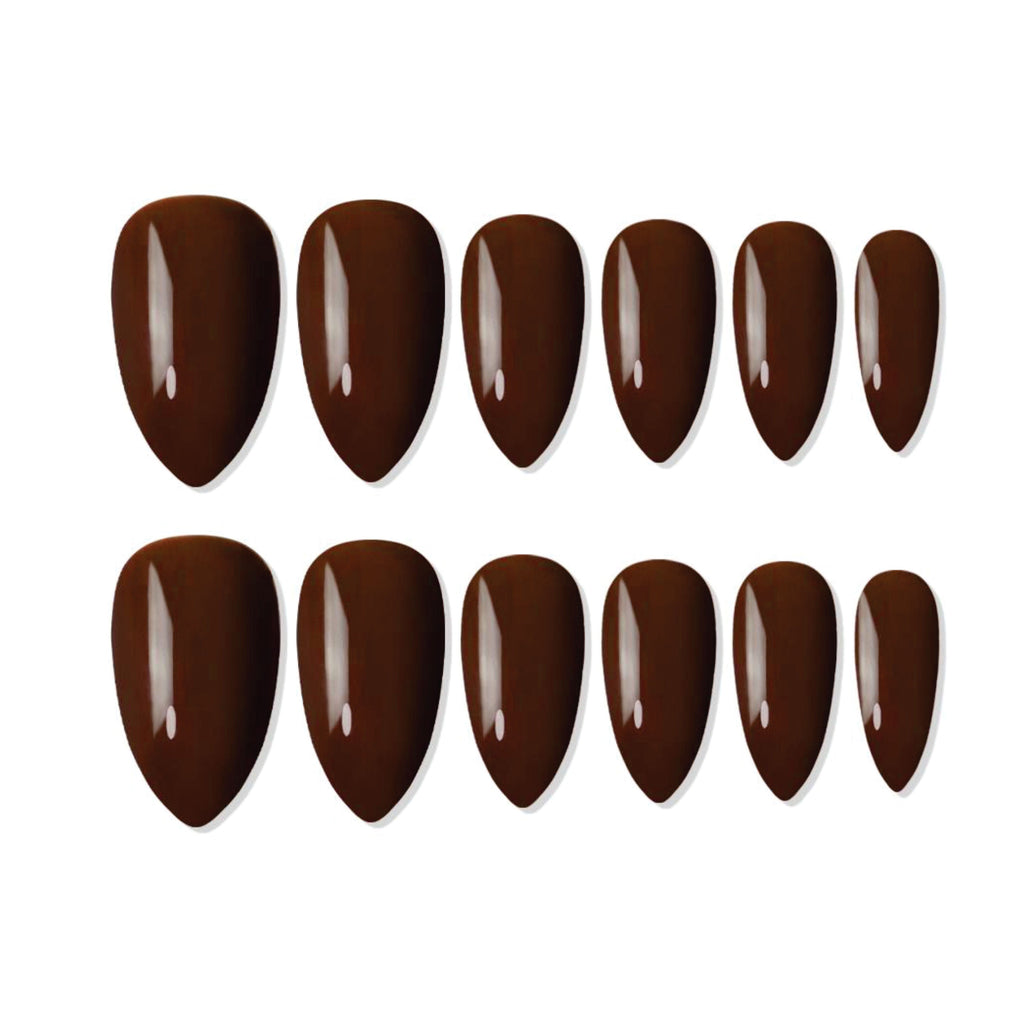 Shills Professional Reusable Almond Press On Nails - Brown