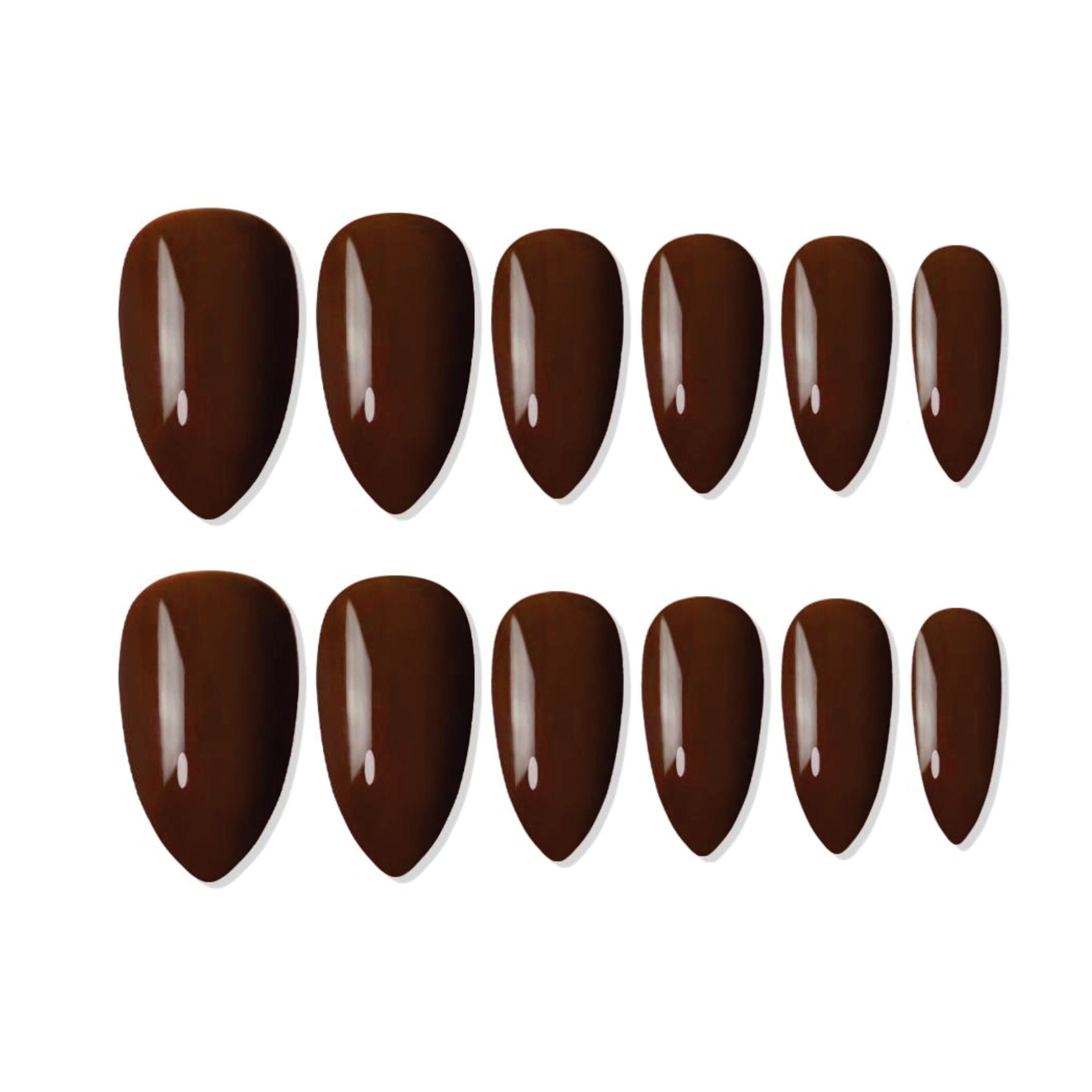 Shills Professional Reusable Almond Press On Nails - Brown