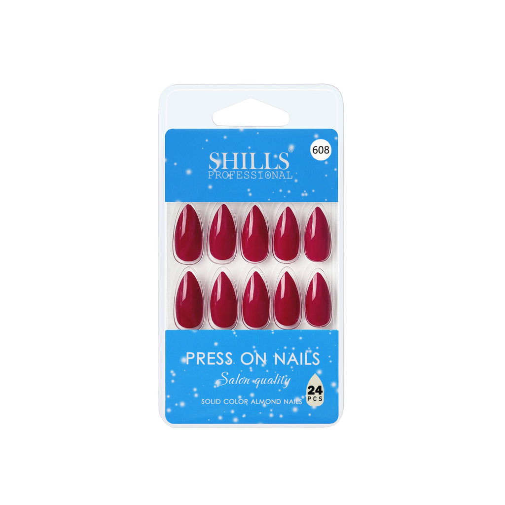 Shills Professional Reusable Almond Press On Nails - Red