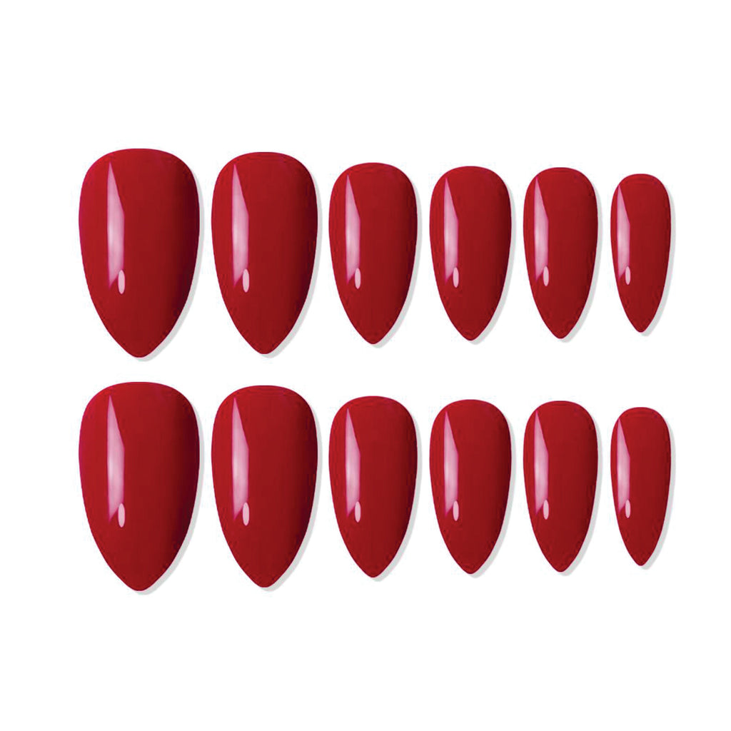 Shills Professional Reusable Almond Press On Nails - Red