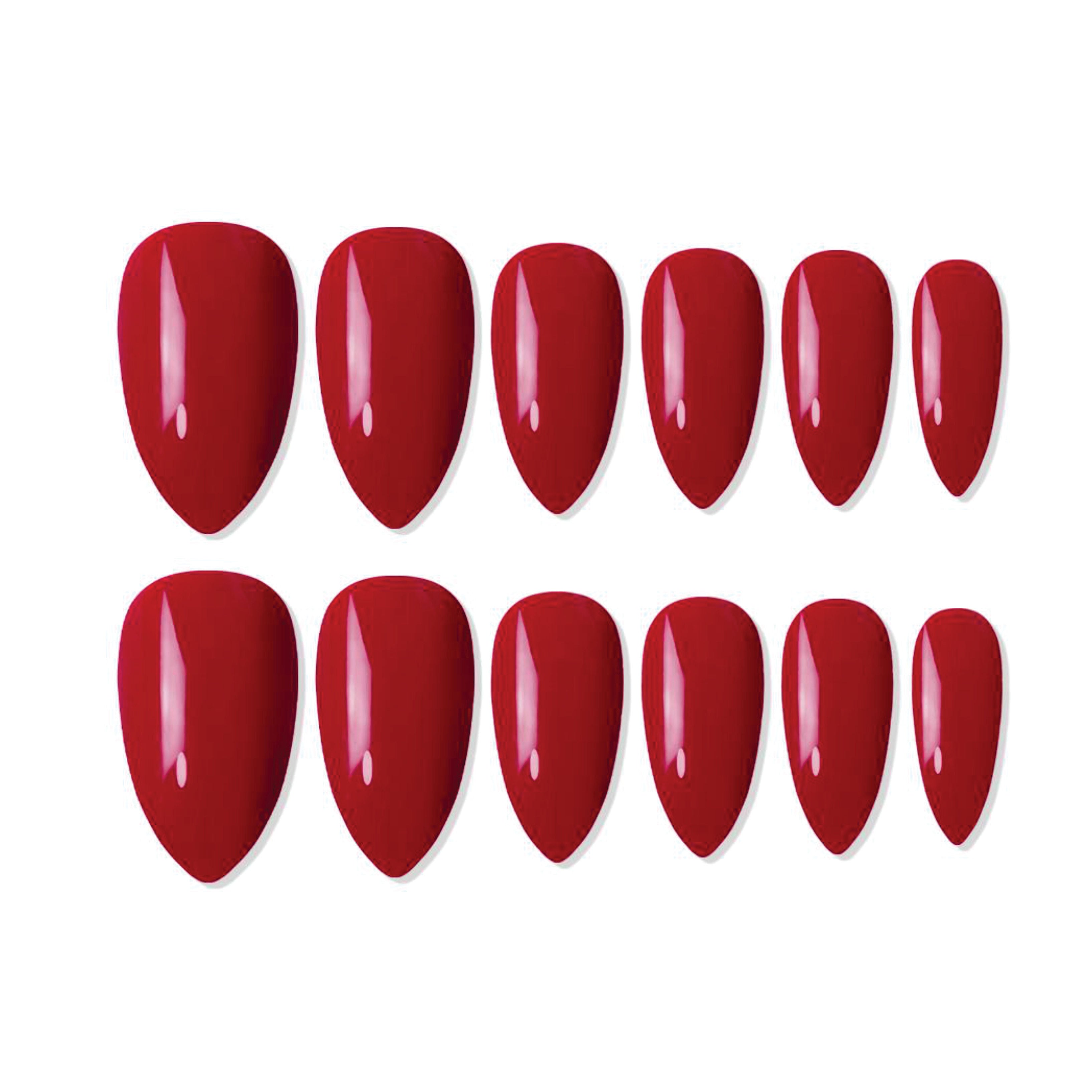 Shills Professional Reusable Almond Press On Nails - Red