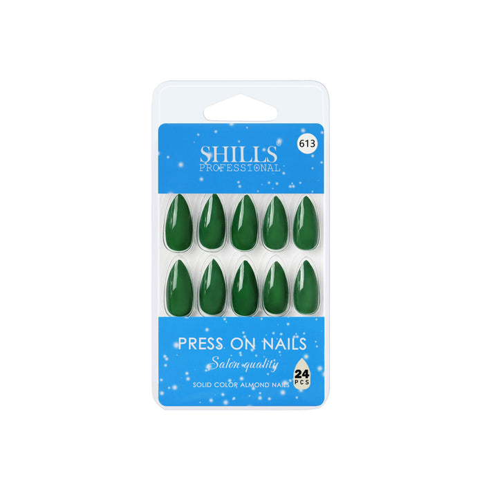 Shills Professional Reusable Almond Press On Nails - green
