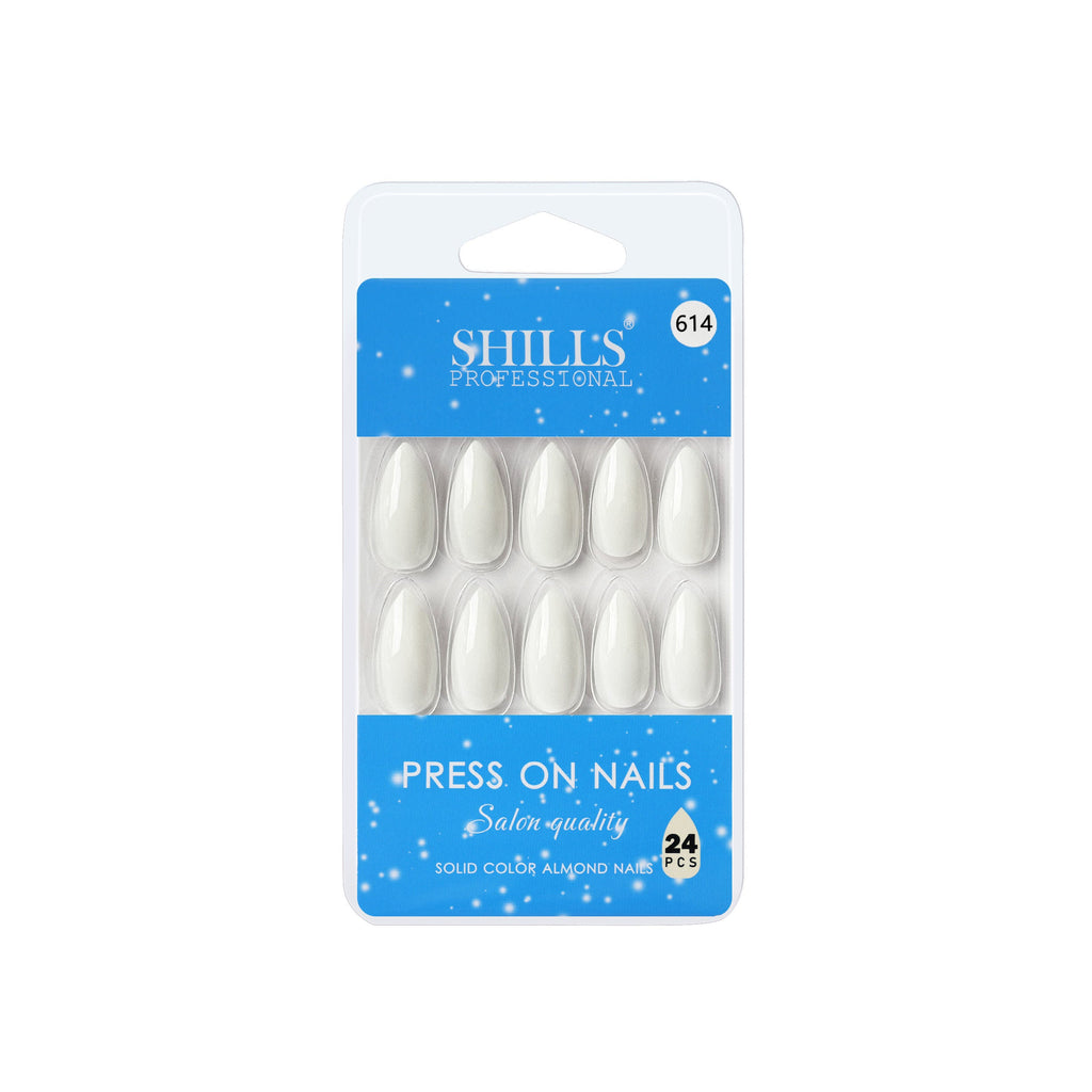 Shills Professional Reusable Almond Press On Nails - White