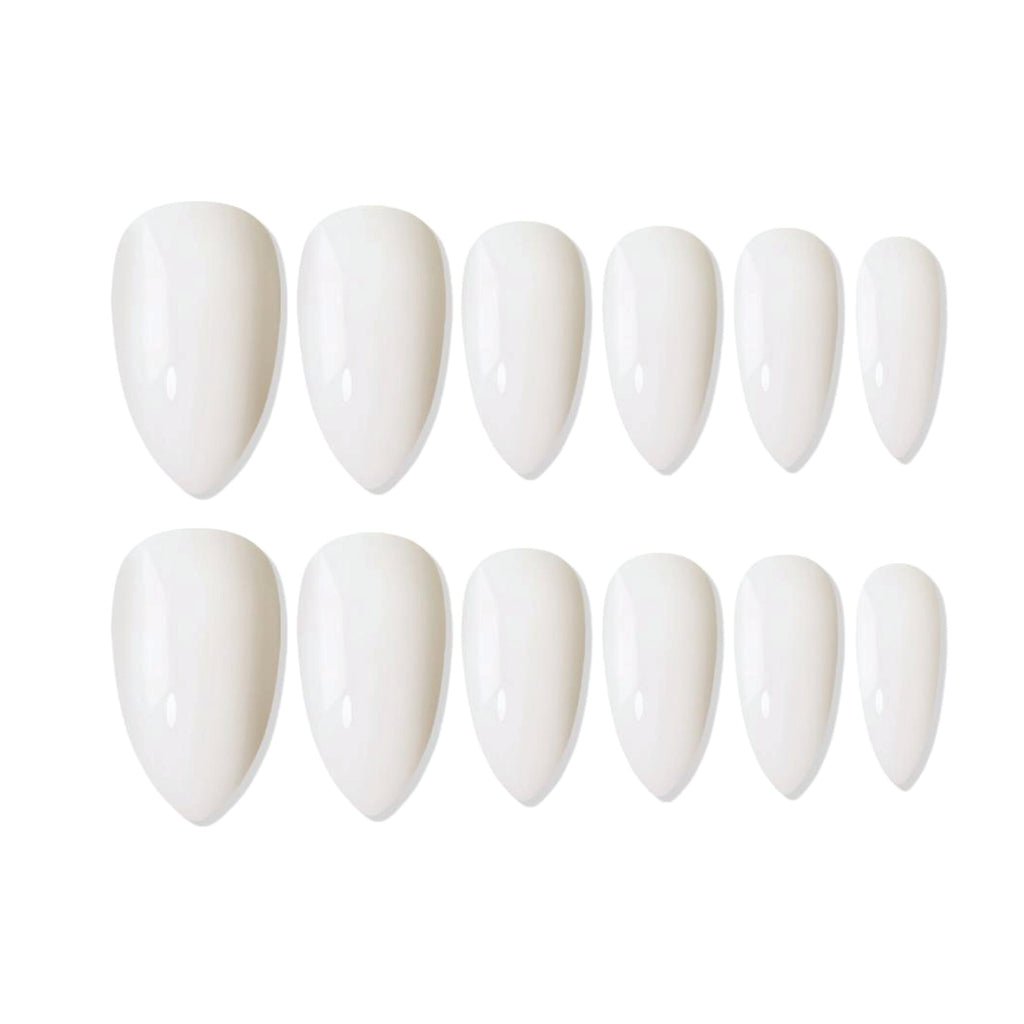 Shills Professional Reusable Almond Press On Nails - White