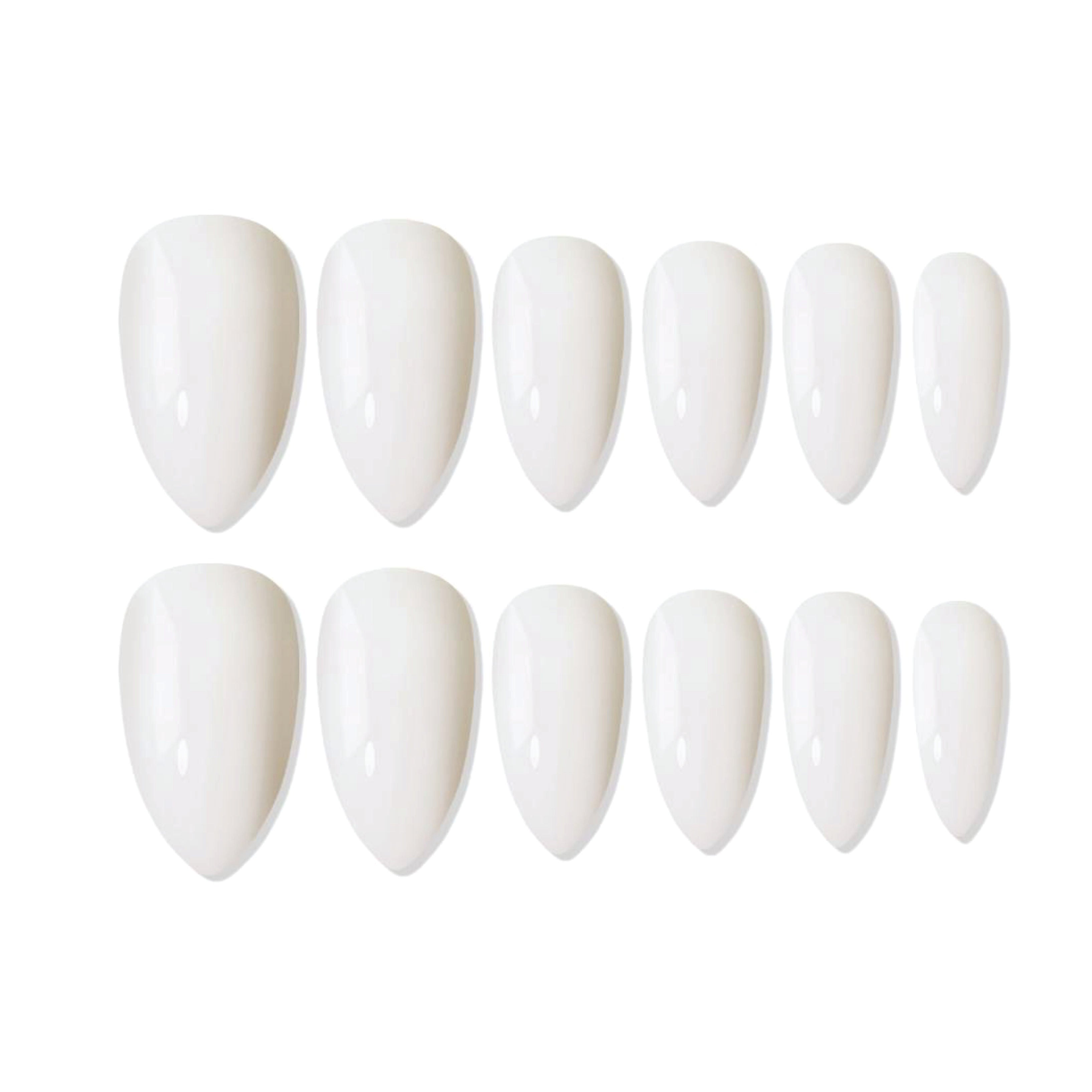 Shills Professional Reusable Almond Press On Nails - White