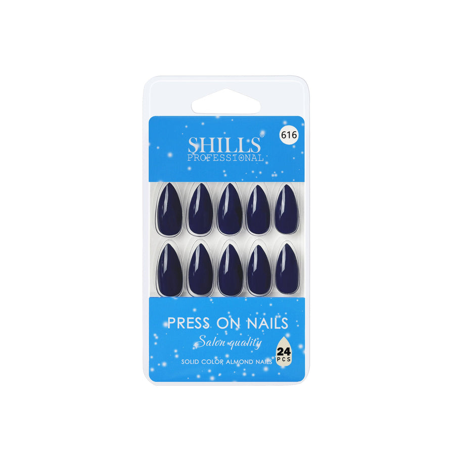 Shills Professional Reusable Almond Press On Nails - blue