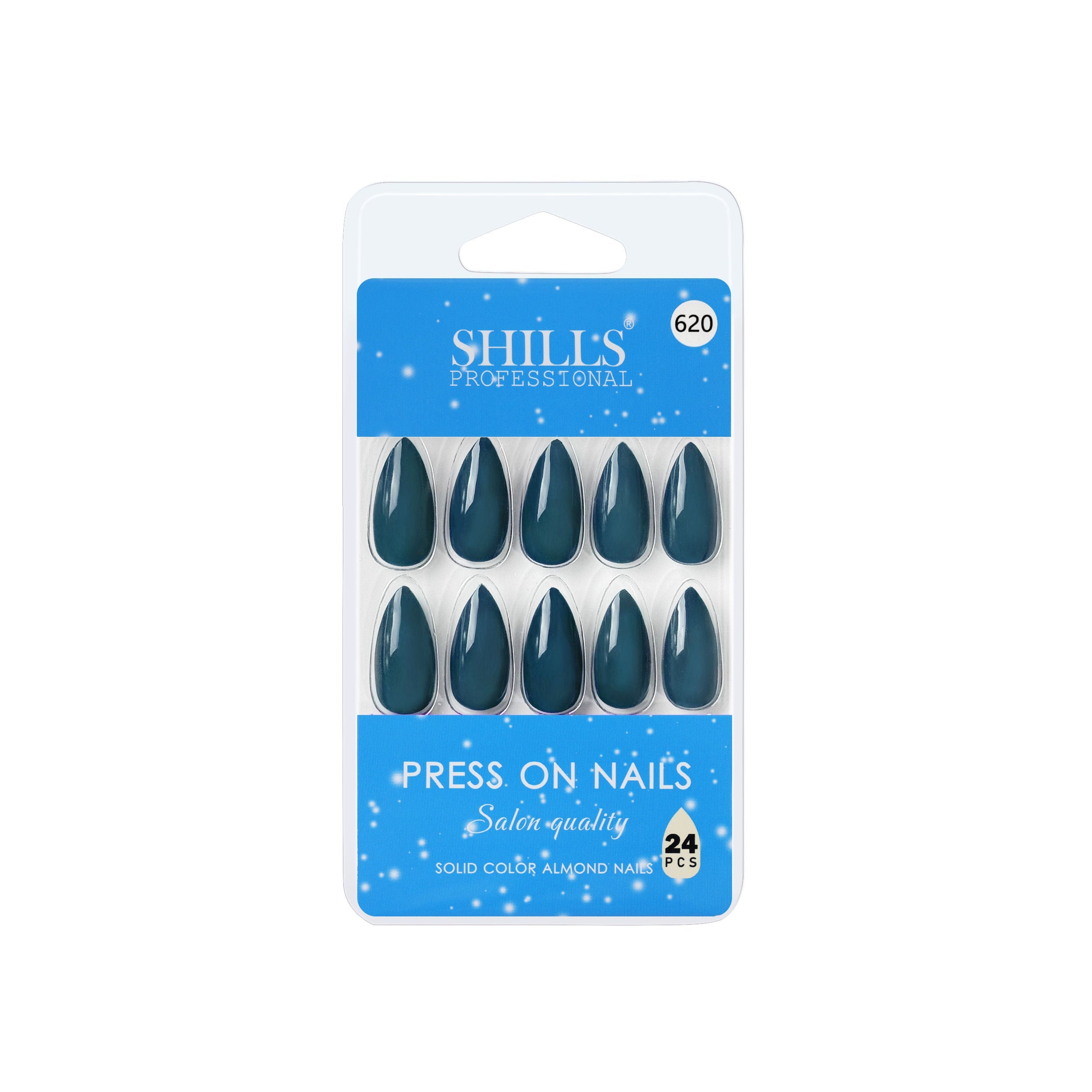 Shills Professional Reusable Almond Press On Nails - Turquoise