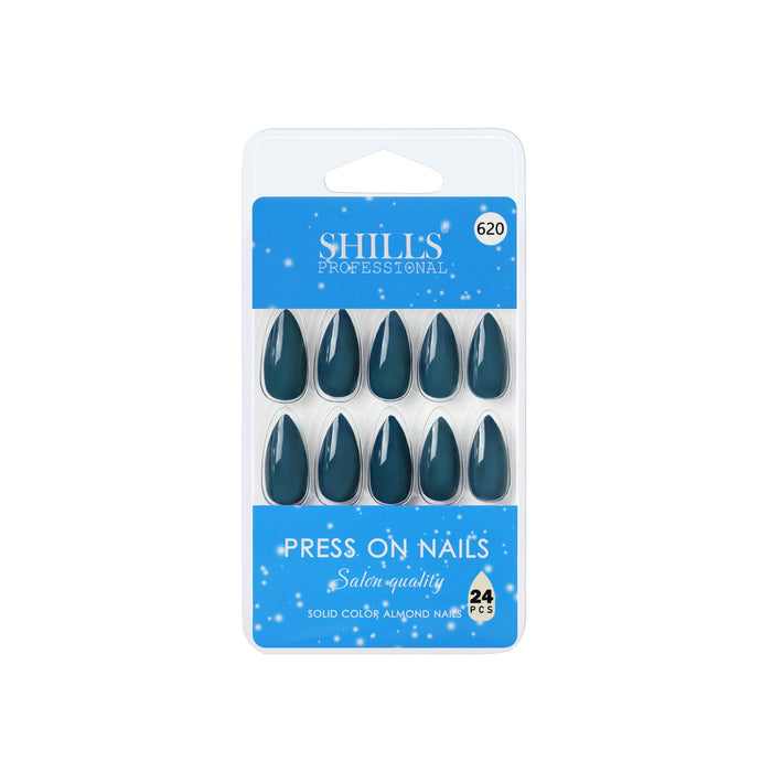 Shills Professional Reusable Almond Press On Nails - Turquoise