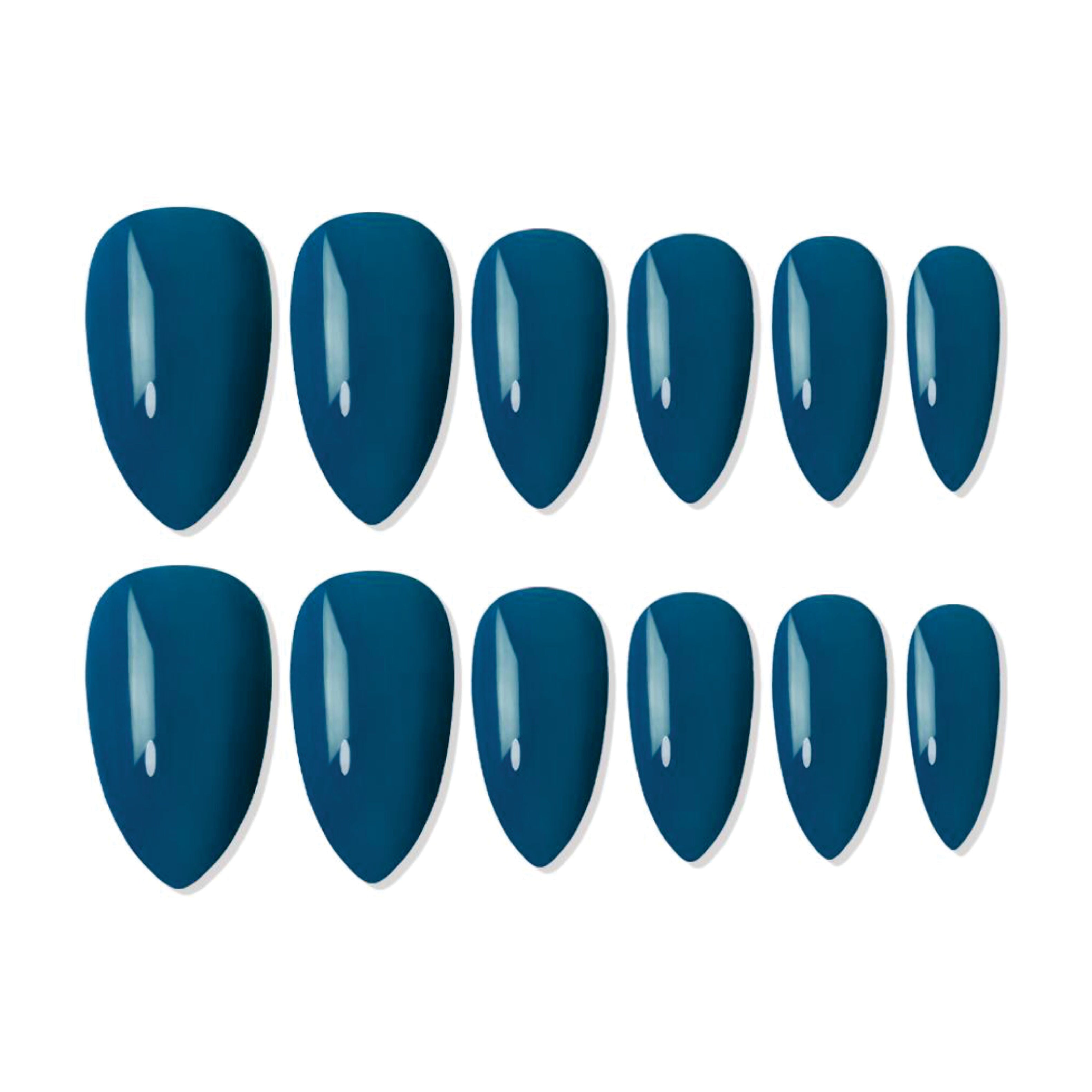 Shills Professional Reusable Almond Press On Nails - Turquoise