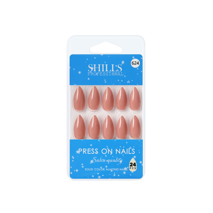 Shills Professional Reusable Almond Press On Nails - Peach